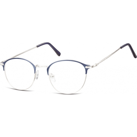 Lenonki okrągłe Okulary oprawki optyczne 933A srebrne + niebieskie
